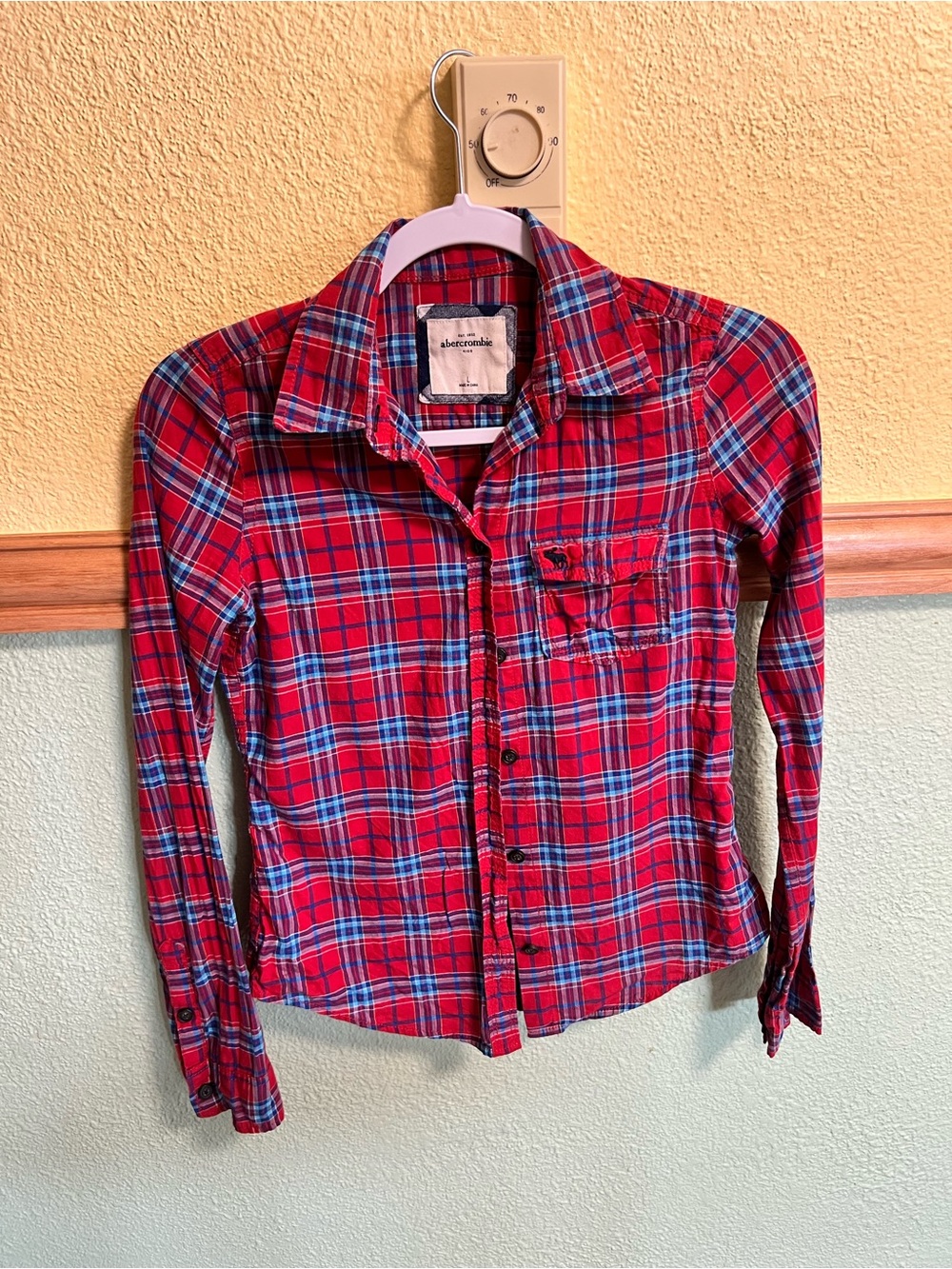 Abercrombie & Fitch Kids Red & Blue Plaid Button-Up Shirt | Y2K Preppy